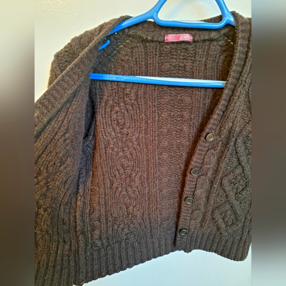 J Crew Dark Brown Cable Knit Button Down Women's Sweater - Size Small - Picture 8 of 9